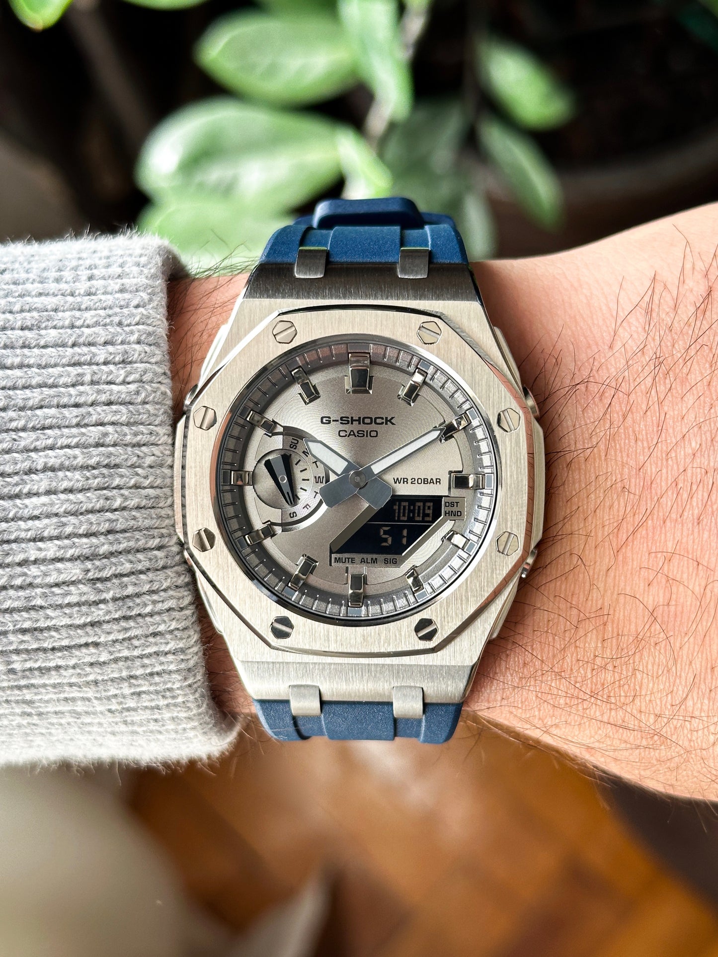 G-SHOCK CasiOak Teget srebrna - sa srebrnim brojčanikom sata