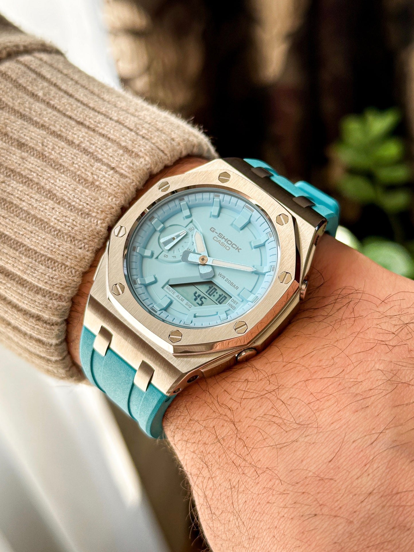 G-SHOCK CasiOak Plavo srebrna - sa plavim brojčanikom sata