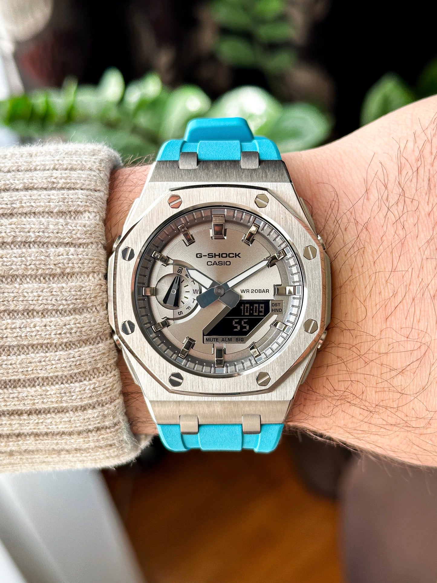 G-SHOCK CasiOak  Plava srebrna - sa srebrnim brojčanikom sata