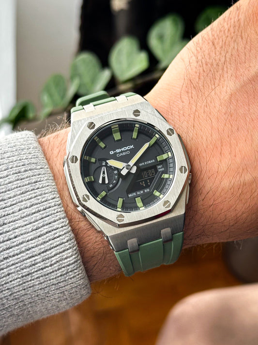 G-SHOCK CasiOak Zeleno srebrna - sa crno zelenim brojčanikom sata