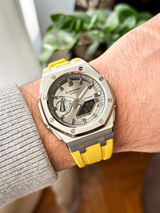 G-SHOCK CasiOak Žuto srebrna - sa srebrnim brojčanikom sata