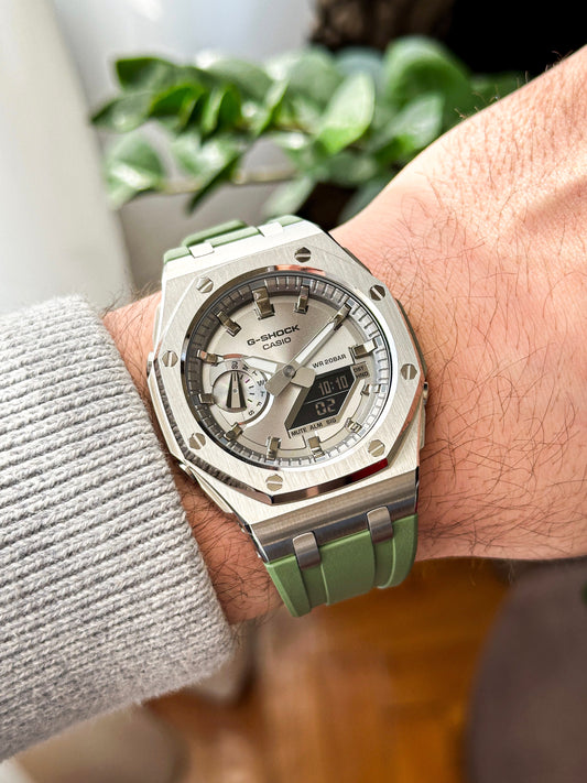 G-SHOCK CasiOak Zeleno srebrna - sa srebrnim brojčanikom sata