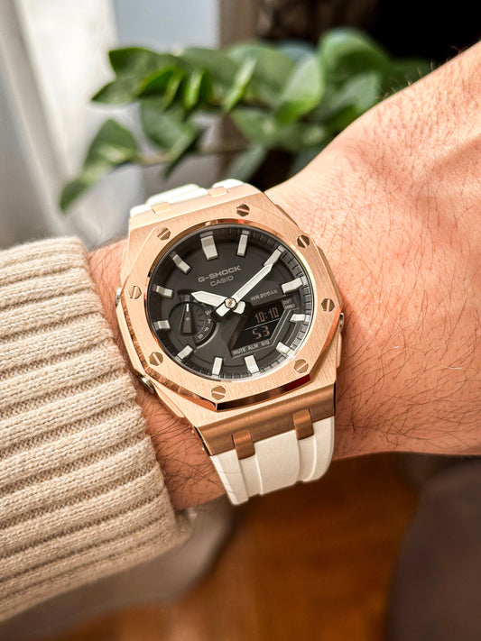 G-SHOCK CasiOak Belo bronzana - sa crno belim brojčanikom sata