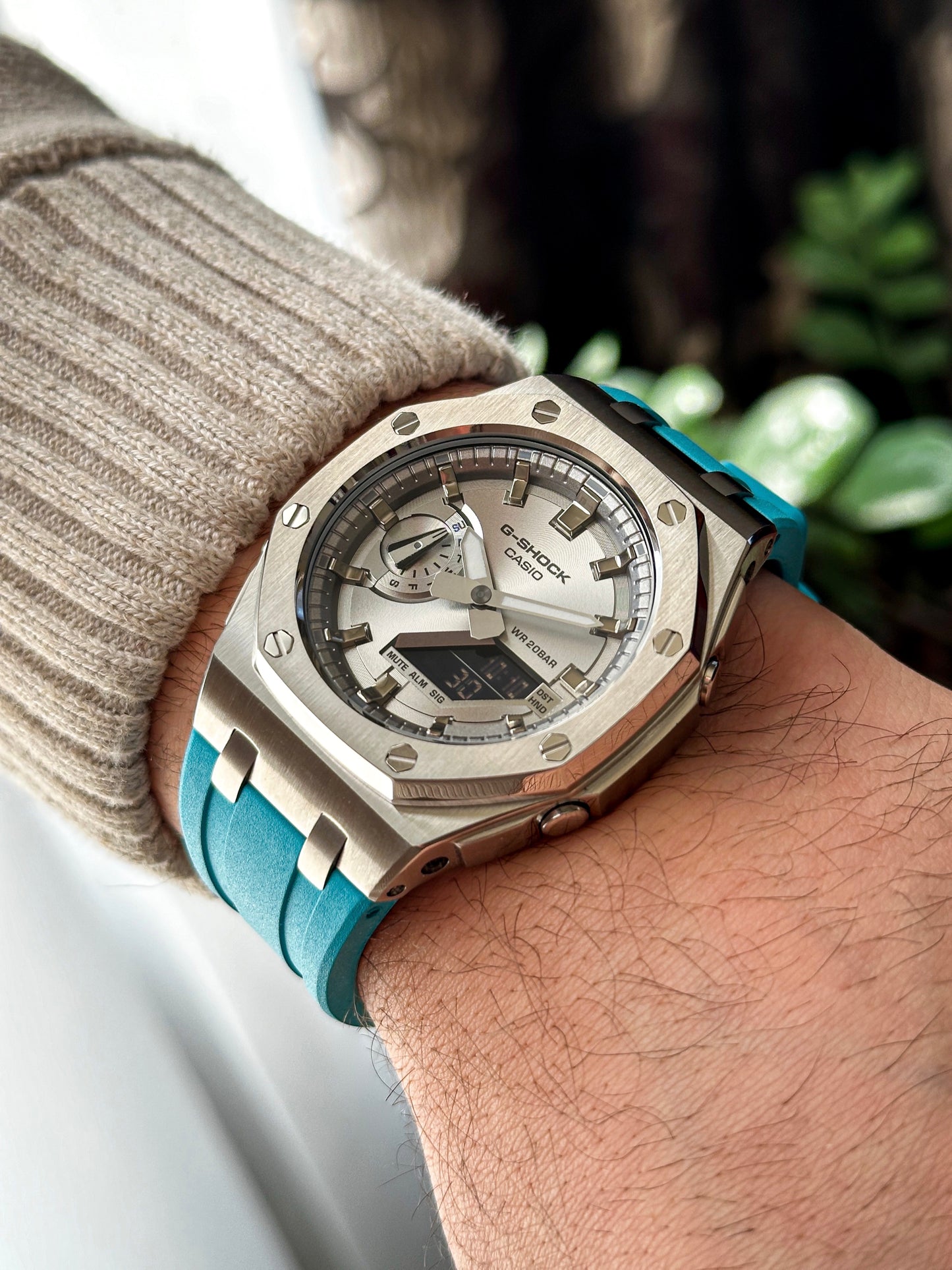 G-SHOCK CasiOak  Plava srebrna - sa srebrnim brojčanikom sata