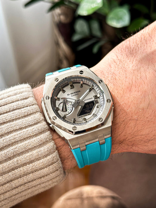 G-SHOCK CasiOak  Plava srebrna - sa srebrnim brojčanikom sata