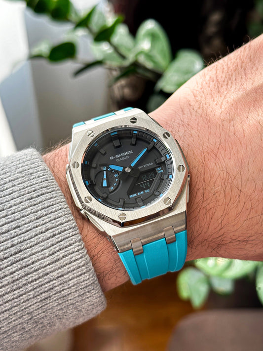 G-SHOCK CasiOak Plavo srebrna - sa crno plavim brojčanikom sata