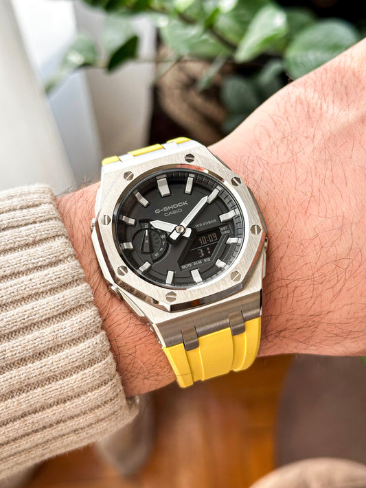 G-SHOCK CasiOak  Žuto srebrna - sa crno belim brojčanikom sata