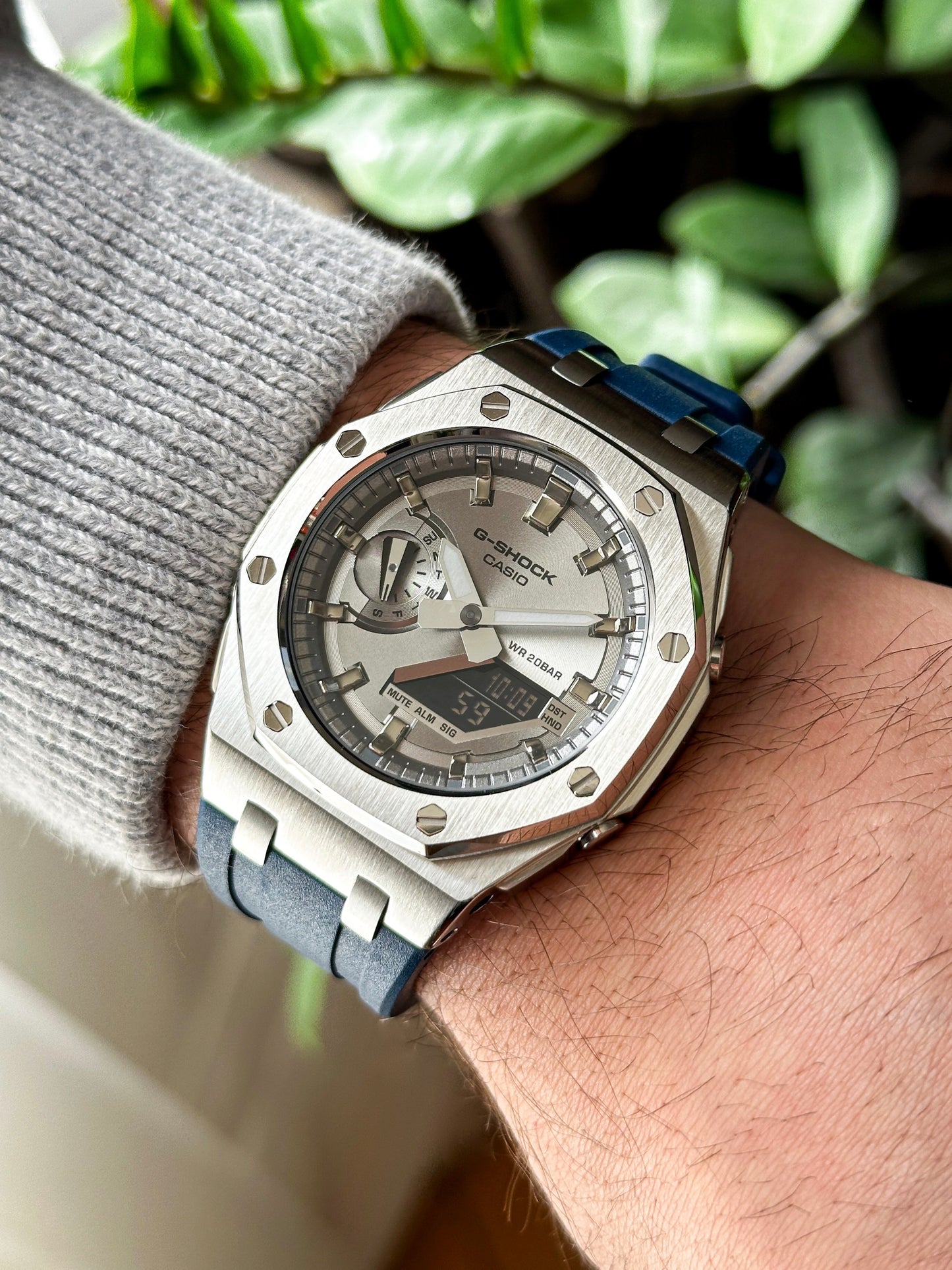 G-SHOCK CasiOak Teget srebrna - sa srebrnim brojčanikom sata