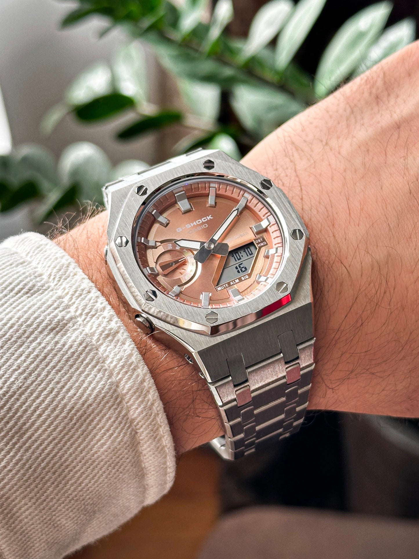 G-SHOCK CasiOak Potpuno srebrni - sa srebrnim brojčanikom sata