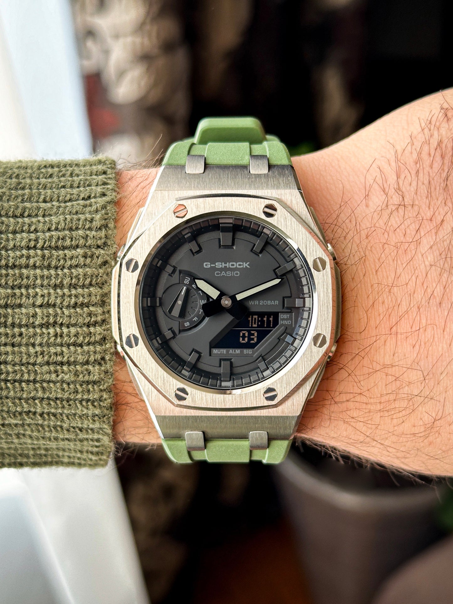 G-SHOCK CasiOak  Zeleno srebrna - sa crnim brojčanikom sata