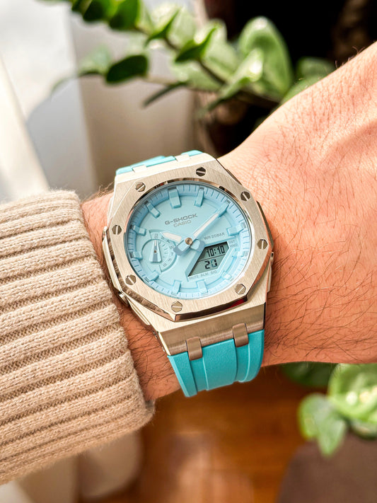 G-SHOCK CasiOak Plavo srebrna - sa plavim brojčanikom sata