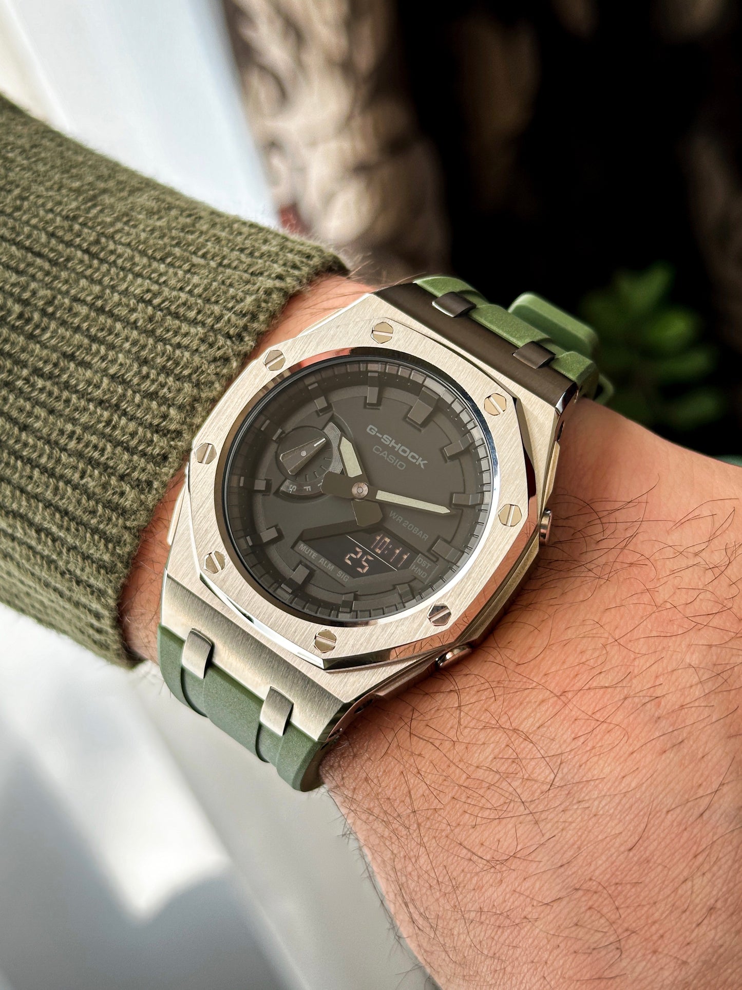 G-SHOCK CasiOak  Zeleno srebrna - sa crnim brojčanikom sata