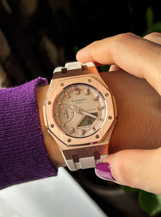 G-SHOCK CasiOak Belo bronzana - sa krem bronzanim brojčanikom sata